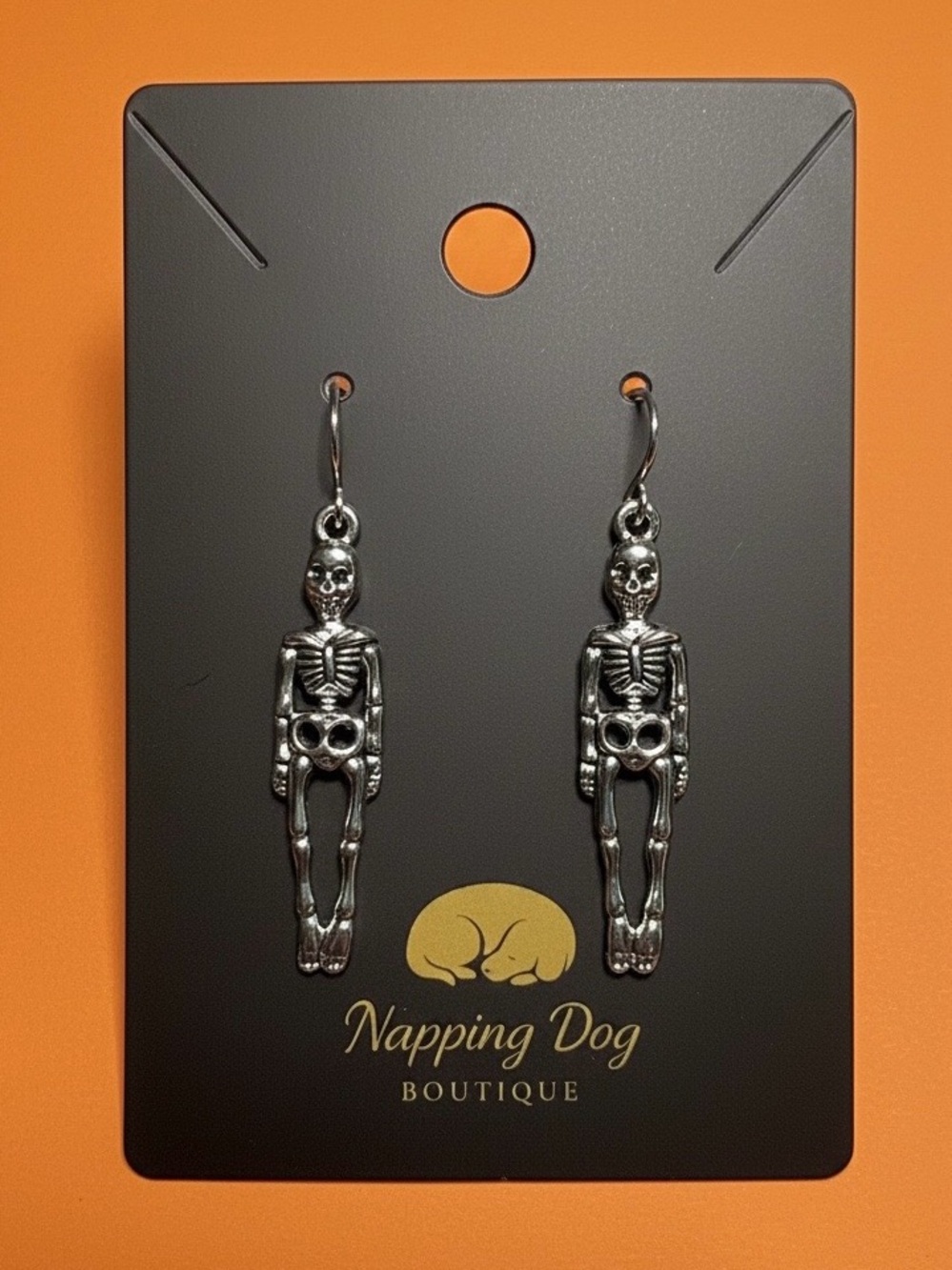 Silver Skeleton Dangle Earrings
